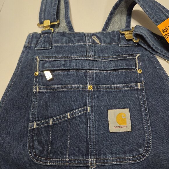 Carhartt Denim Bib Overalls Loose Fit Sz 30x34 NEW - Picture 3 of 6